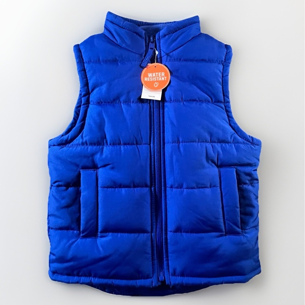 The Childrens Place XS 4 Renew Blue Puffer Vest Water Resistant Fleece Lined NWT